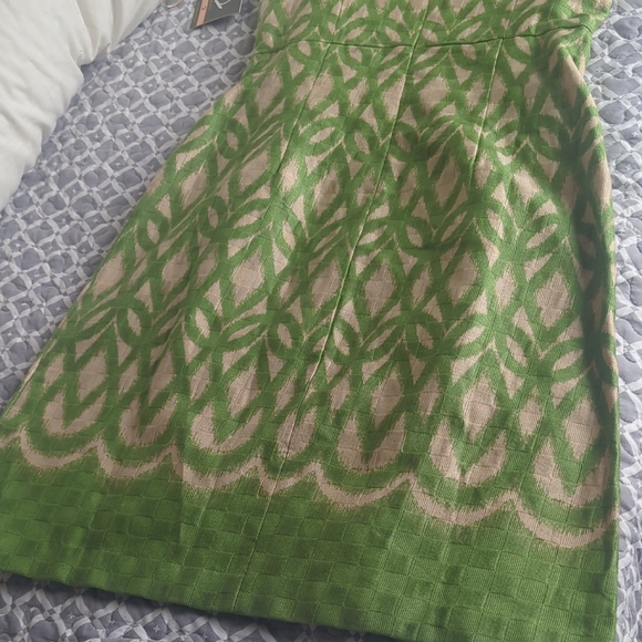 Taylor Green and Cream Textured Dress - Picture 5 of 6